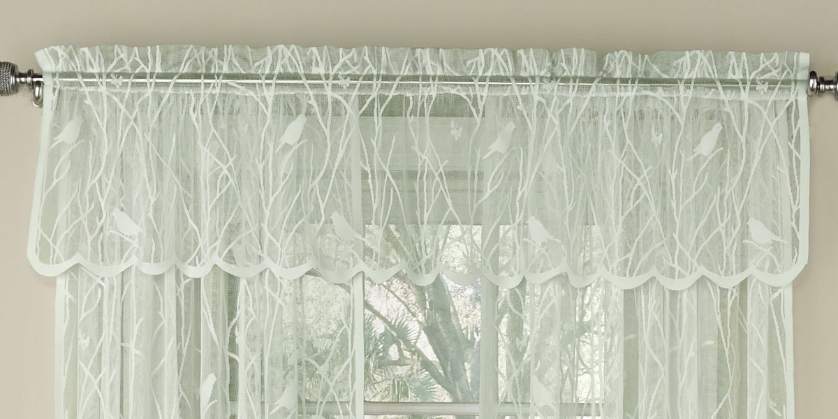 Sweet Home Collection Old World Style Floral Heavy Lace Kitchen Curtain Swag pair Hopewell Cream