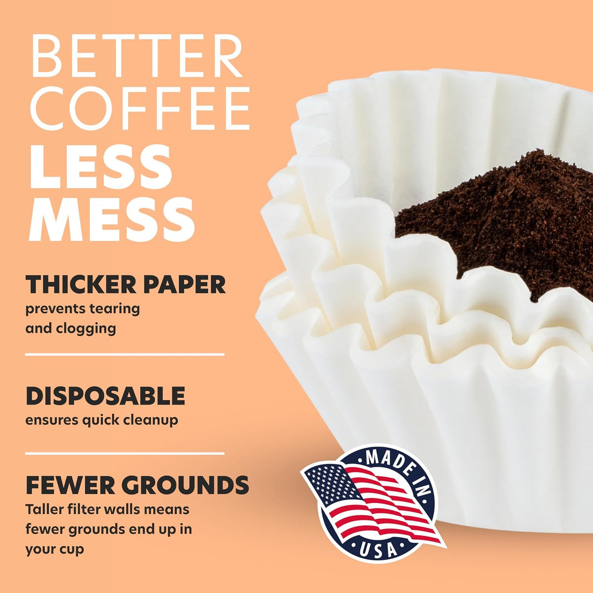 Coffee Filters For 4-6 Cup Coffee Makers, 400 Count, Made In USA