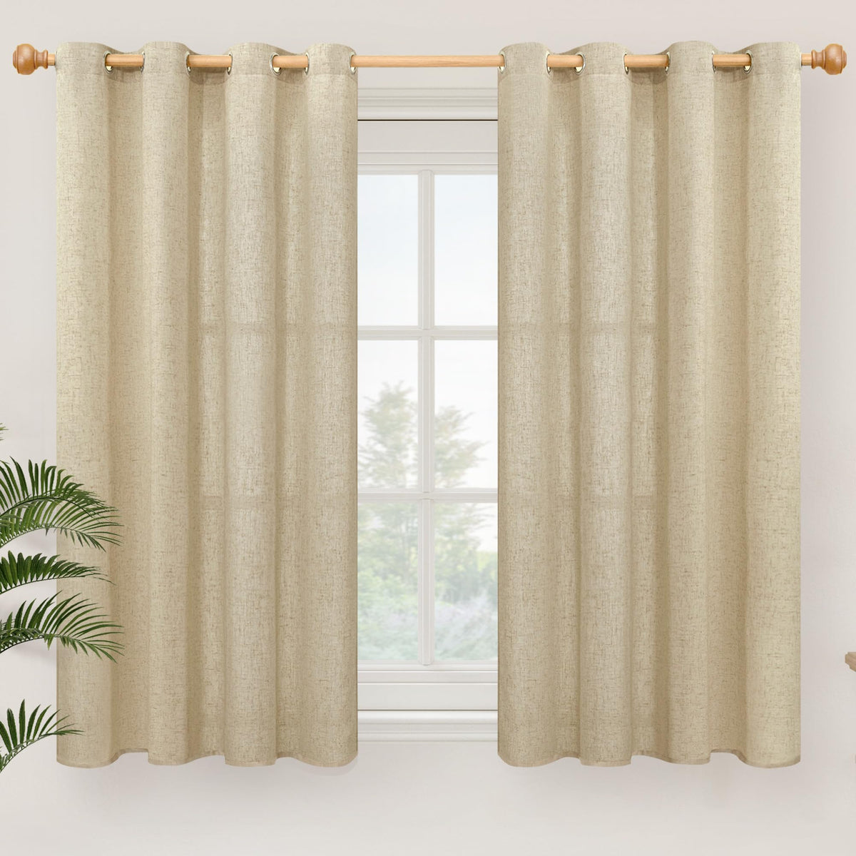 YoungsTex Linen Kitchen Window Curtains 40 Inch Length 2 Panels