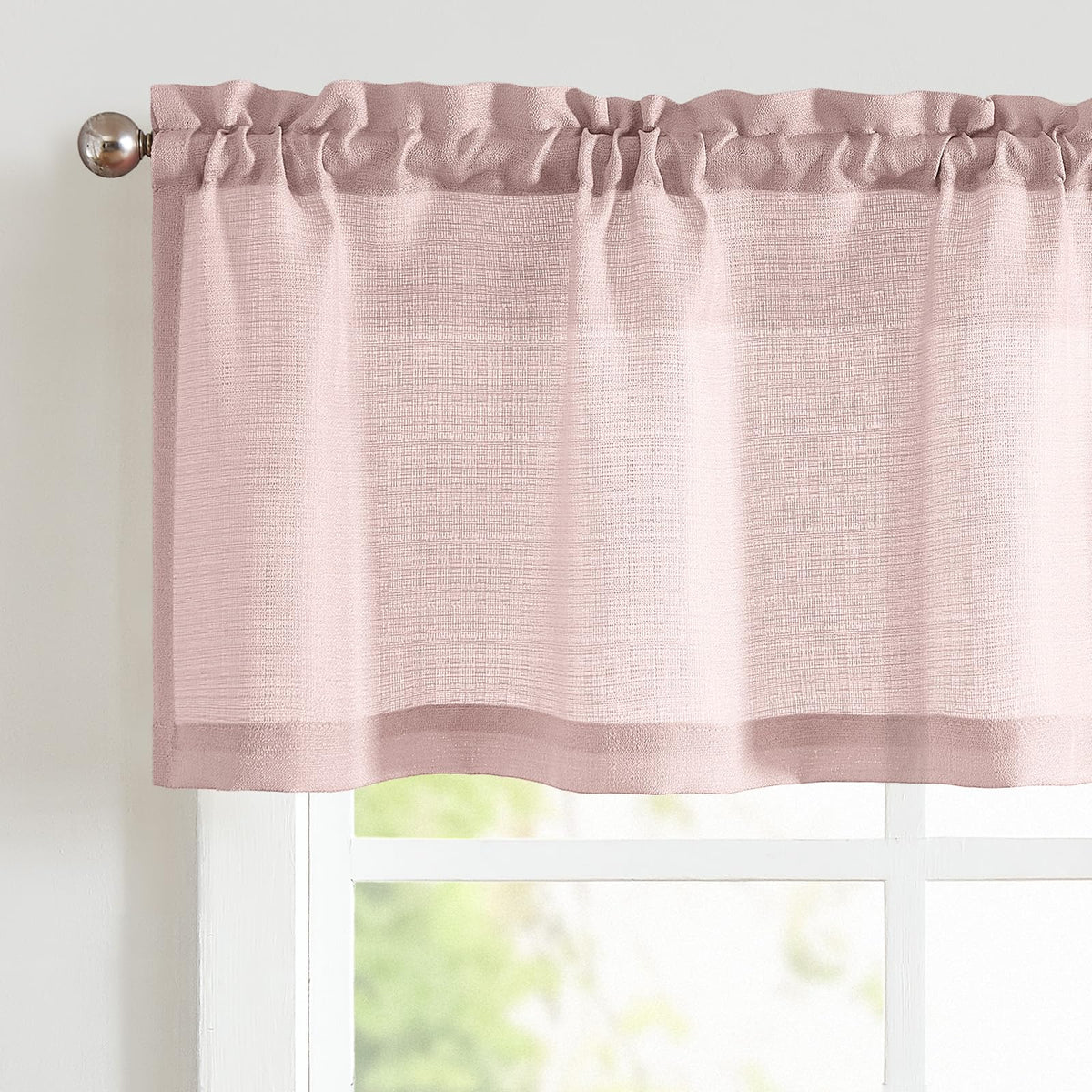 jinchan Linen Kitchen Valance with Lined Floral Valance Curtain 16 Inch Farmhouse Red Peony Flower Printed Curtain for Windows Living Room French Retro Patterned Rod Pocket 1 Panel Red on Beige