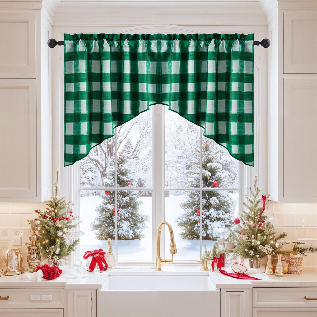 NICETOWN Burgundy Swag Curtains for Kitchen Over Sink 36 x 63 inches Long