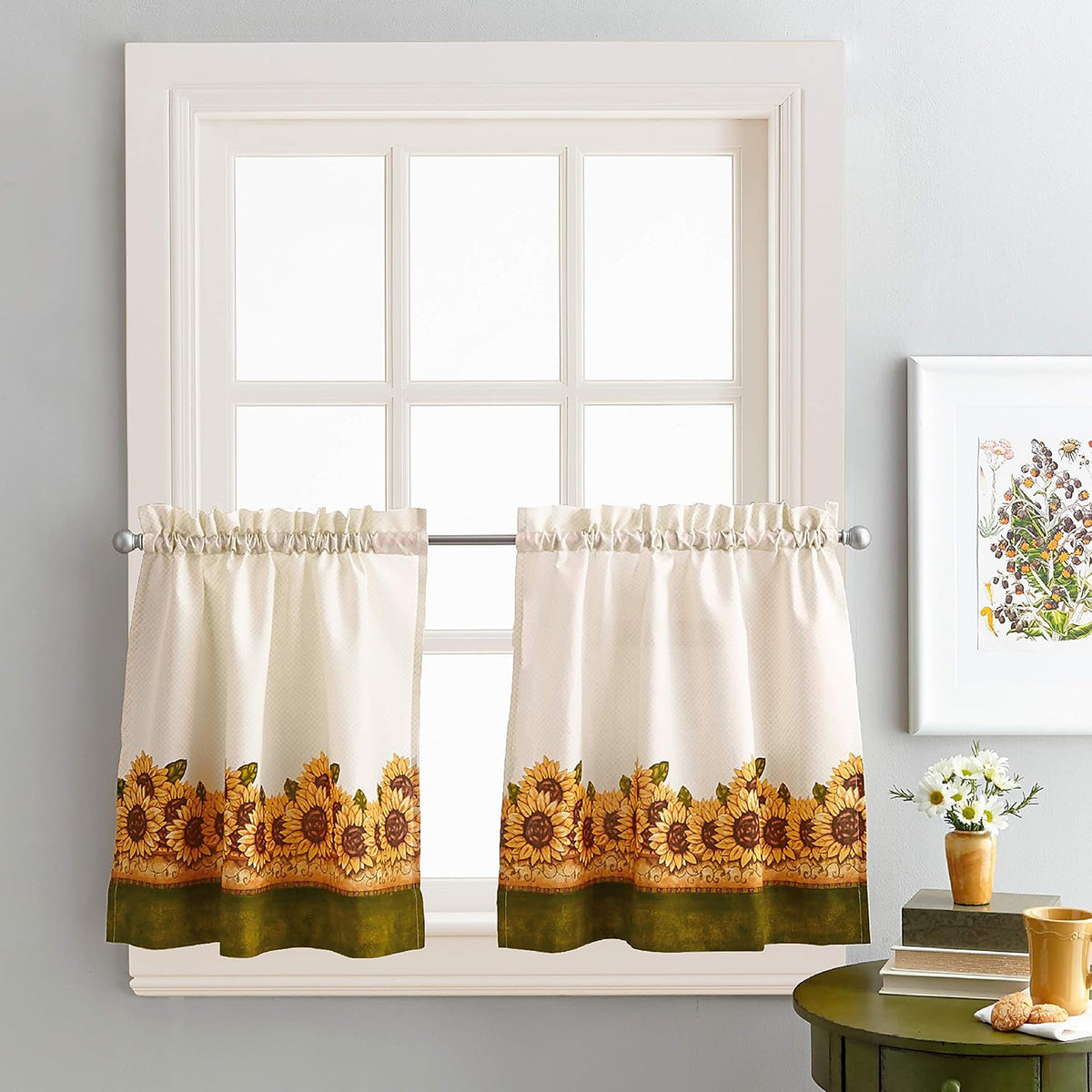 Curtainworks Sunflower Garden Tier & Valance Set, 56 x 36 Yellow, 3-Piece