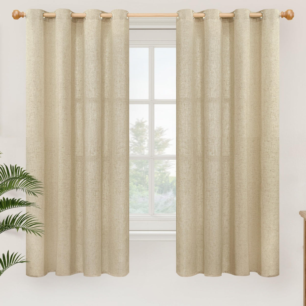 YoungsTex Linen Kitchen Window Curtains 40 Inch Length 2 Panels