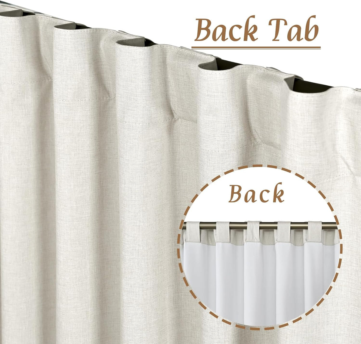 LAMIT Full Blackout Linen Kitchen Window Curtains 36 Inches Long, Ivory