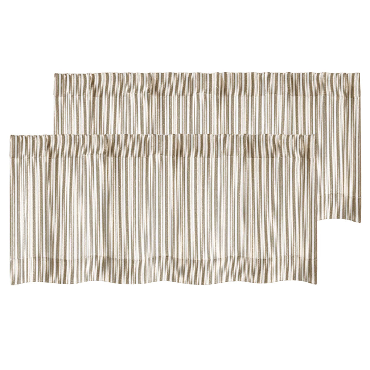 Chyhomenyc Striped Short Curtains 36 Inch Length - Light Filtering Faux Linen Living Room Tier Half Window Curtains, Farmhouse Modern Boho Curtain for Bathroom, 30Wx36L, 2 Pieces, Stone Blue