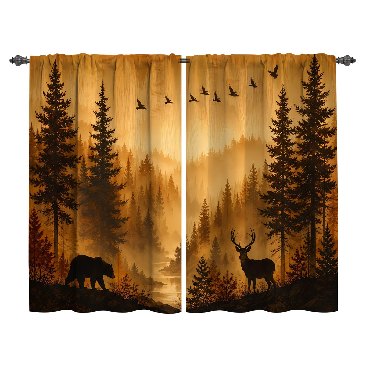 Mushroom Kitchen Curtains Window Drapes Tiers 2 Panels 28"x36"