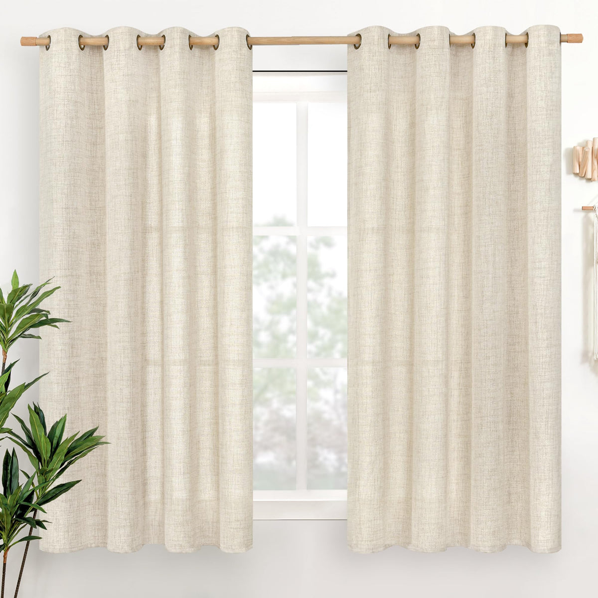 YoungsTex Linen Kitchen Window Curtains 40 Inch Length 2 Panels