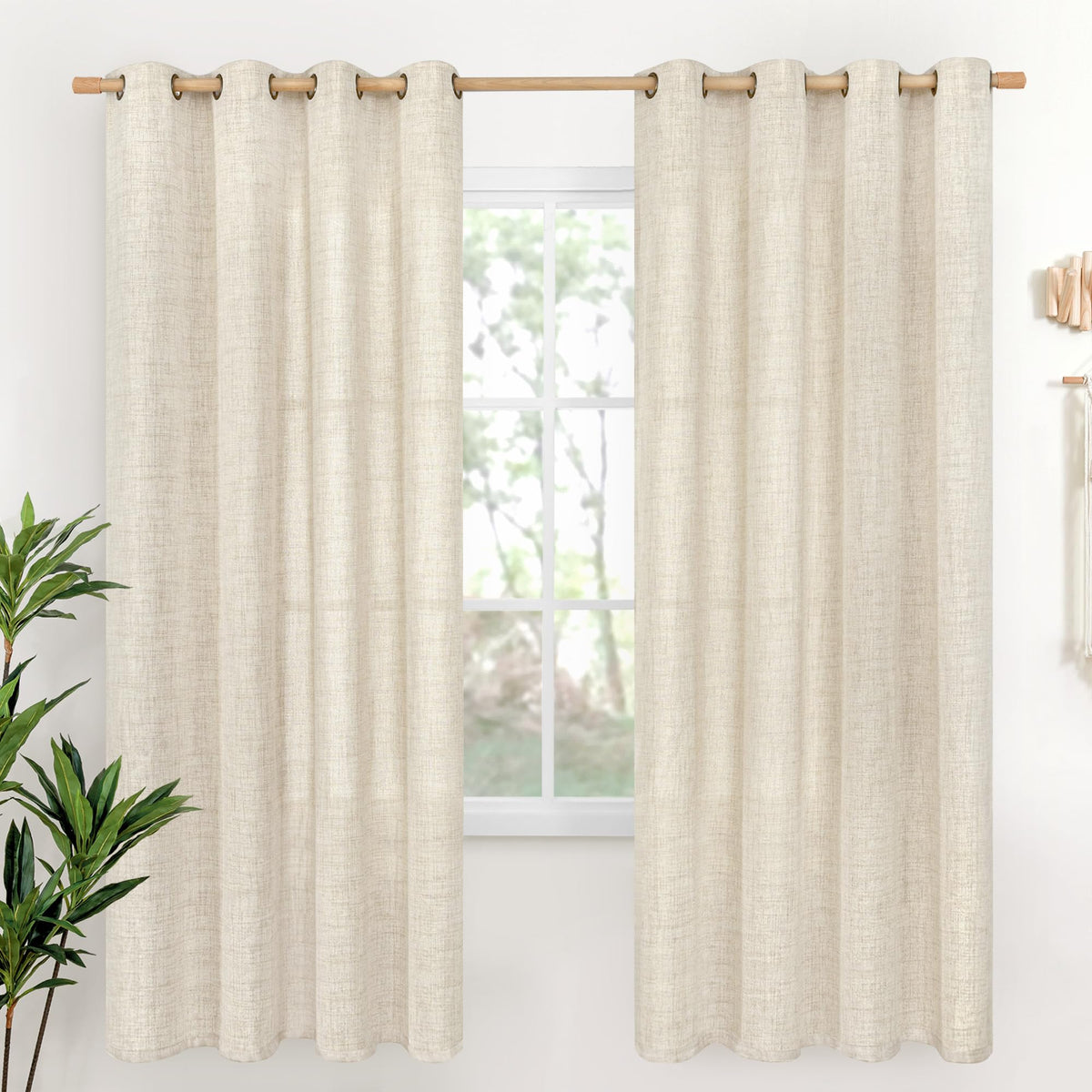 YoungsTex Linen Kitchen Window Curtains 40 Inch Length 2 Panels