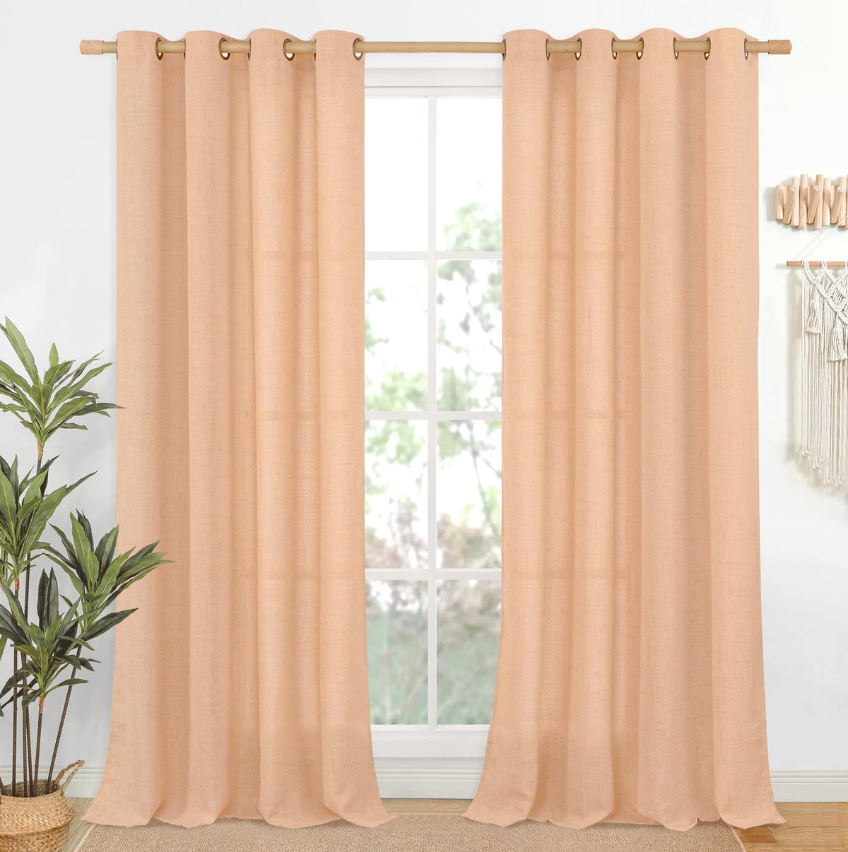 YoungsTex Linen Kitchen Window Curtains 40 Inch Length 2 Panels