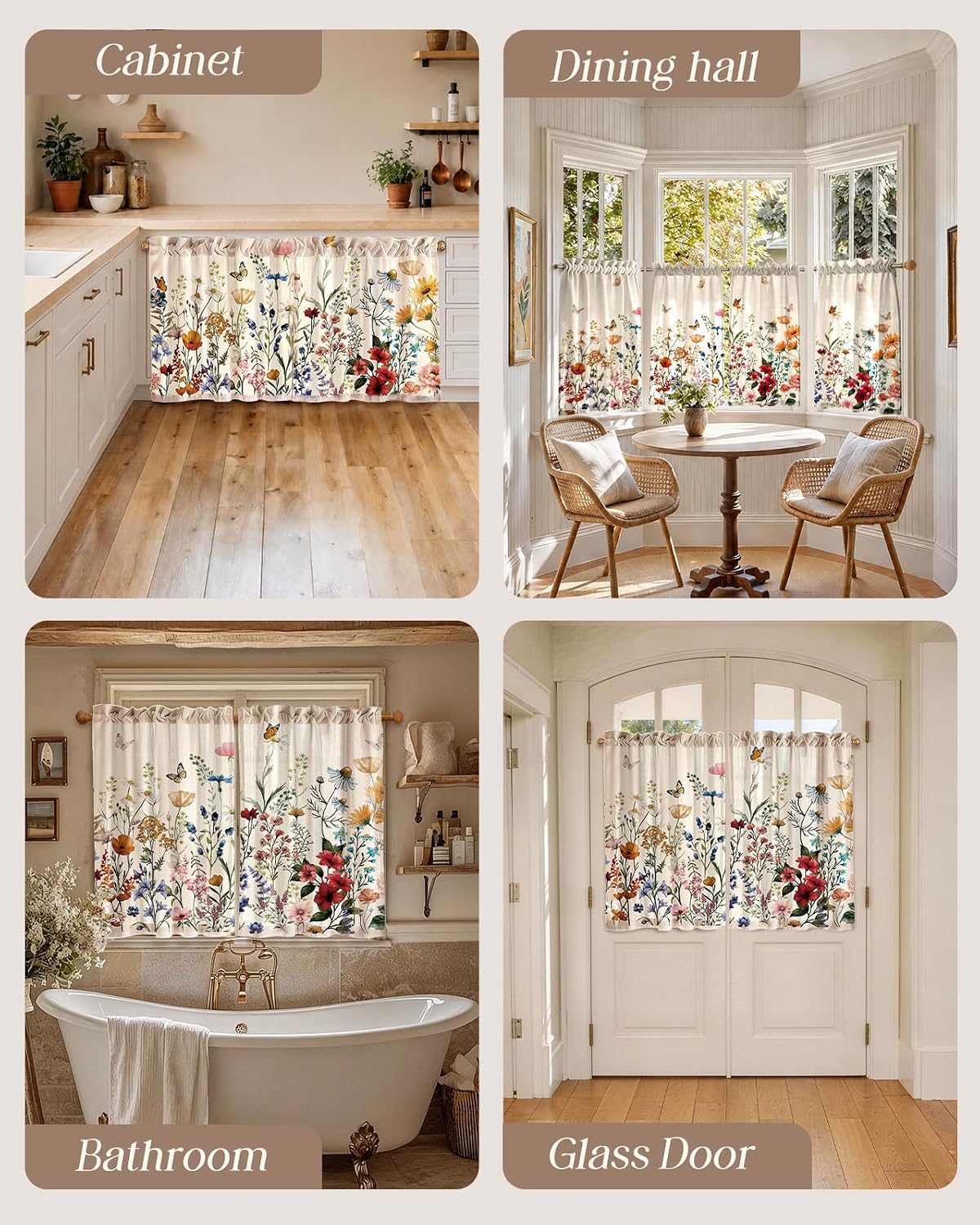 Miss Adola 36 Inch Length Kitchen Tier Curtains, Vintage Floral