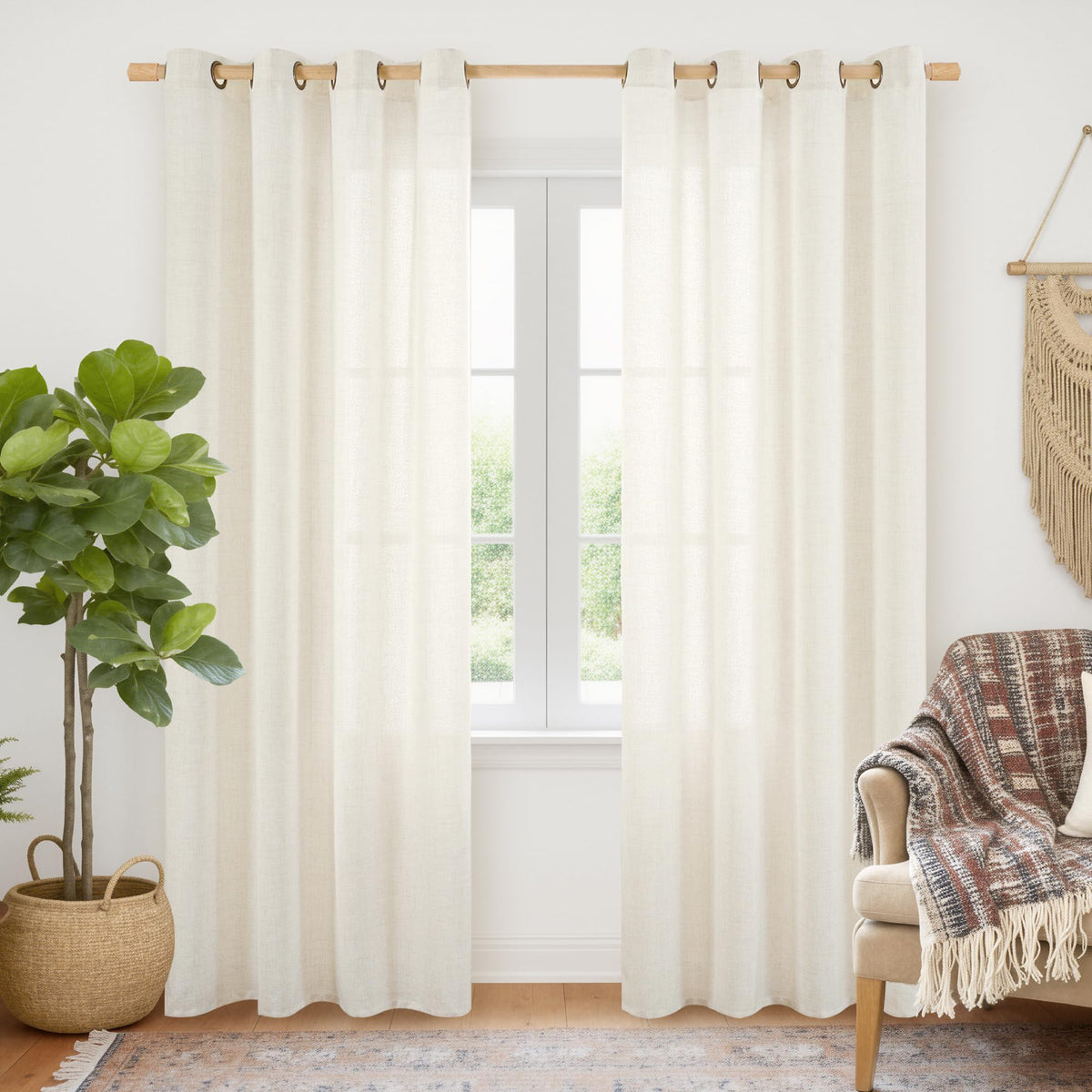 YoungsTex Linen Kitchen Window Curtains 40 Inch Length 2 Panels