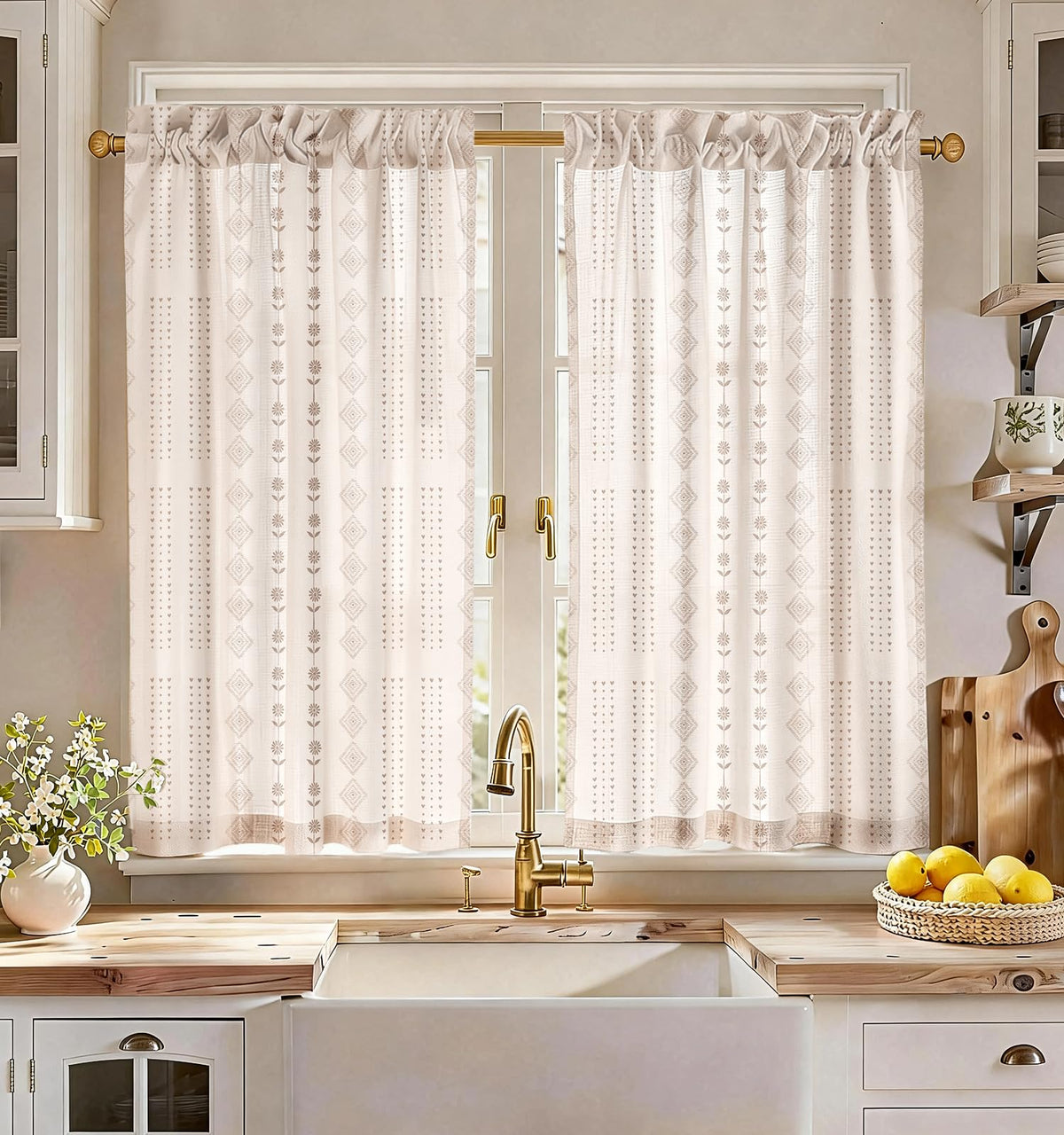 Miss Adola 36 Inch Length Kitchen Tier Curtains, Vintage Floral