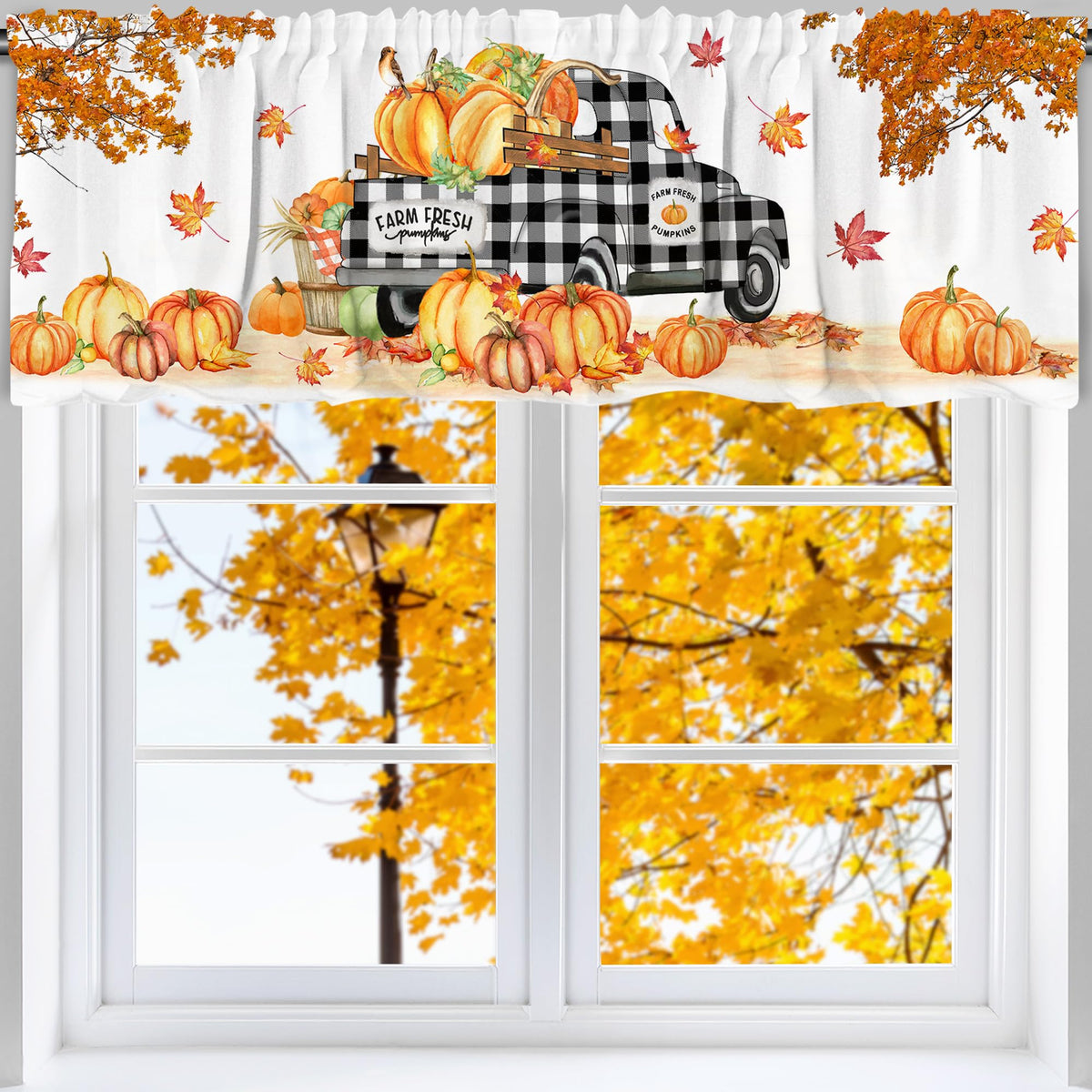 Hexagram Fall Curtains for Kitchen 3 Piece Set, 54x36 Inch