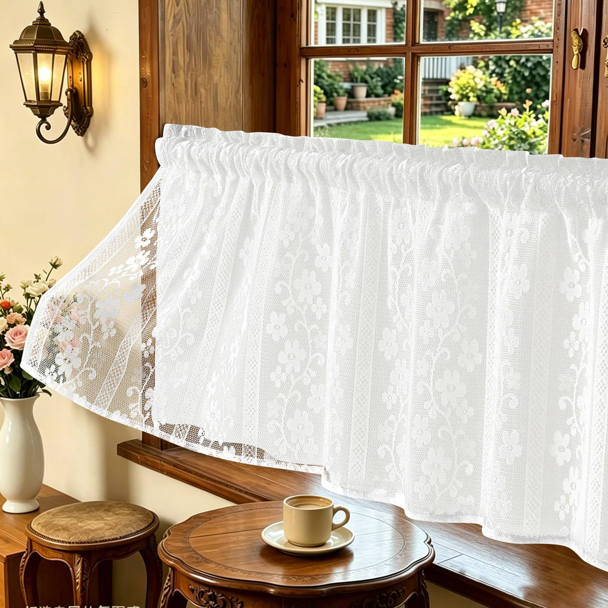 ASPMIZ Linen Kitchen Curtains 36 Inch Length, Double Layered Window Curtain 2 Panel Sets Rod Pocket Short Curtains for Kitchen, Farmhouse Window Treatment Tiers for Bathroom, Cafe, Beige