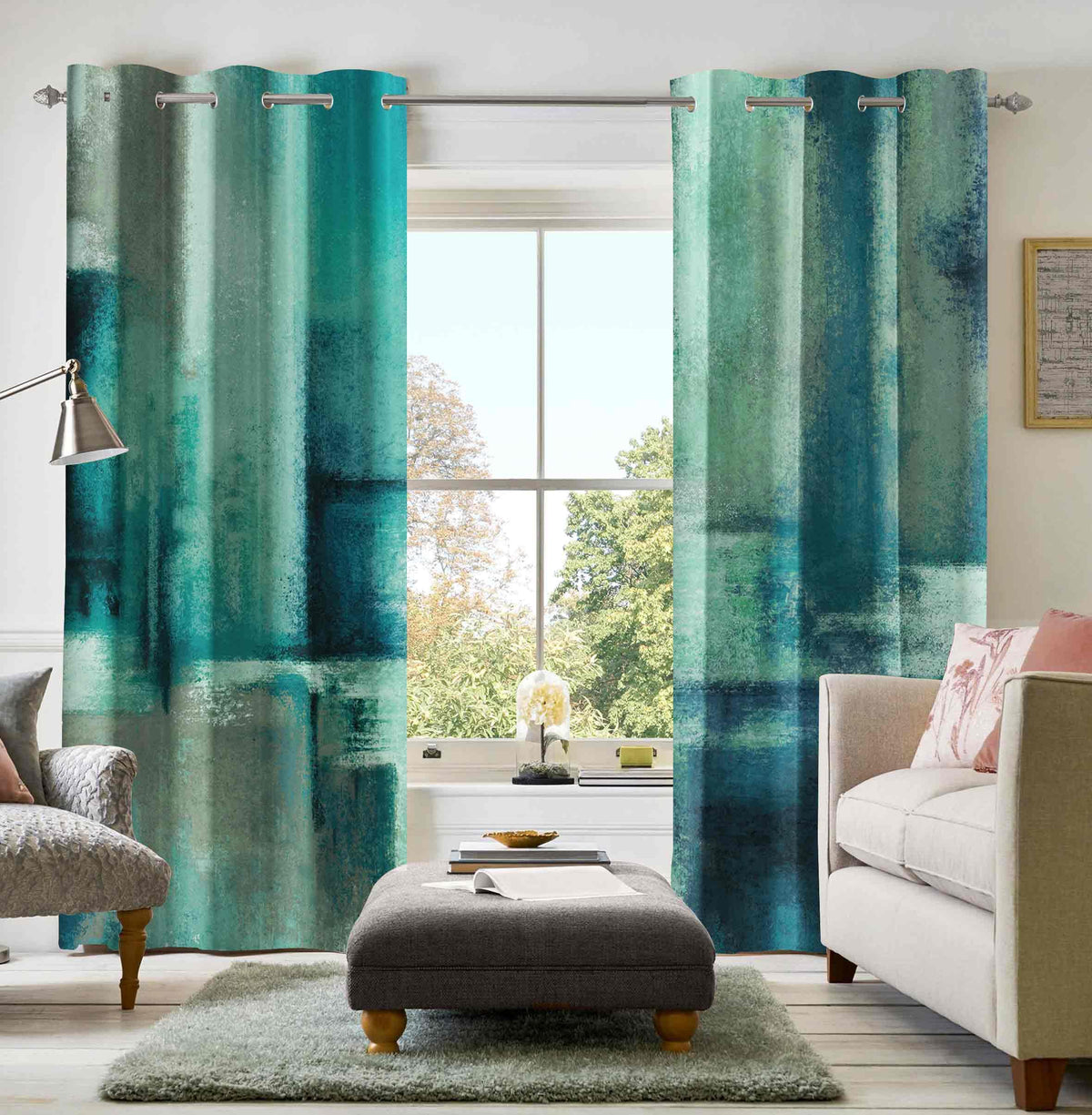 Asuexpect Burnt Orange Abstract Curtains for Kitchen, 26W x 36L, 2 Panels
