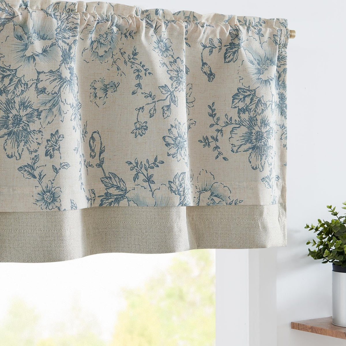 jinchan Floral Linen Kitchen Valance Curtain, 50x18, 1 Panel, Green