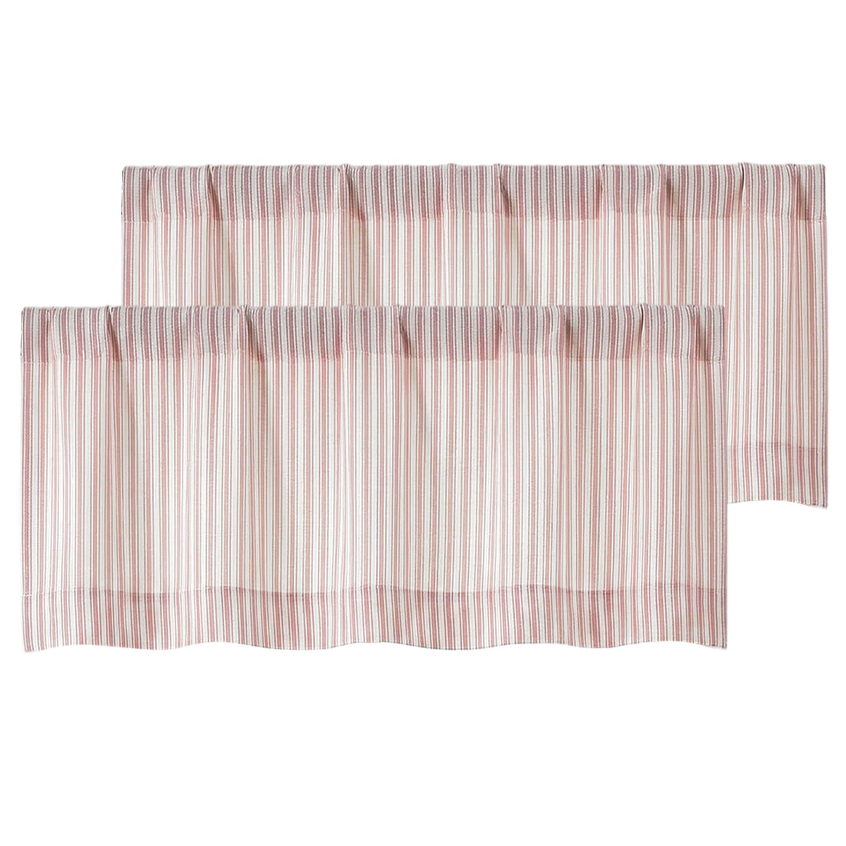 Chyhomenyc Striped Short Curtains 36 Inch Length - Light Filtering Faux Linen Living Room Tier Half Window Curtains, Farmhouse Modern Boho Curtain for Bathroom, 30Wx36L, 2 Pieces, Stone Blue