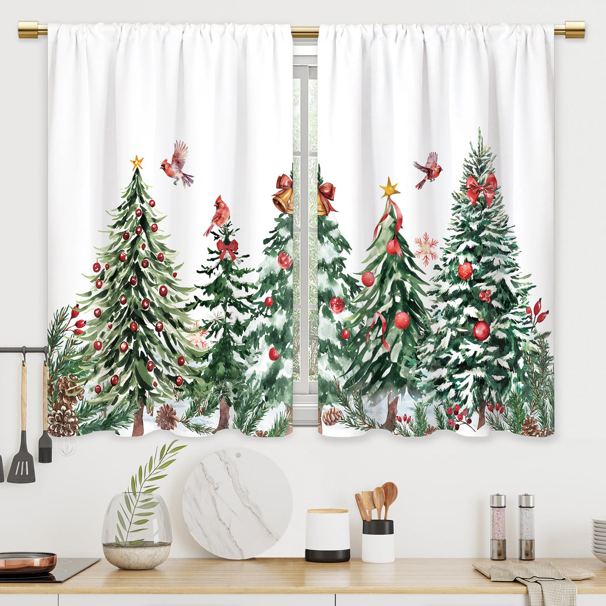 Farmhouse Rooster Kitchen Curtains Rustic Country Bathroom Curtains Window Treatment Drapes Tier Sunflower Vintage Cafe Small Bedroom Short French Door Curtains 2 Panels 27.5x39 Inch