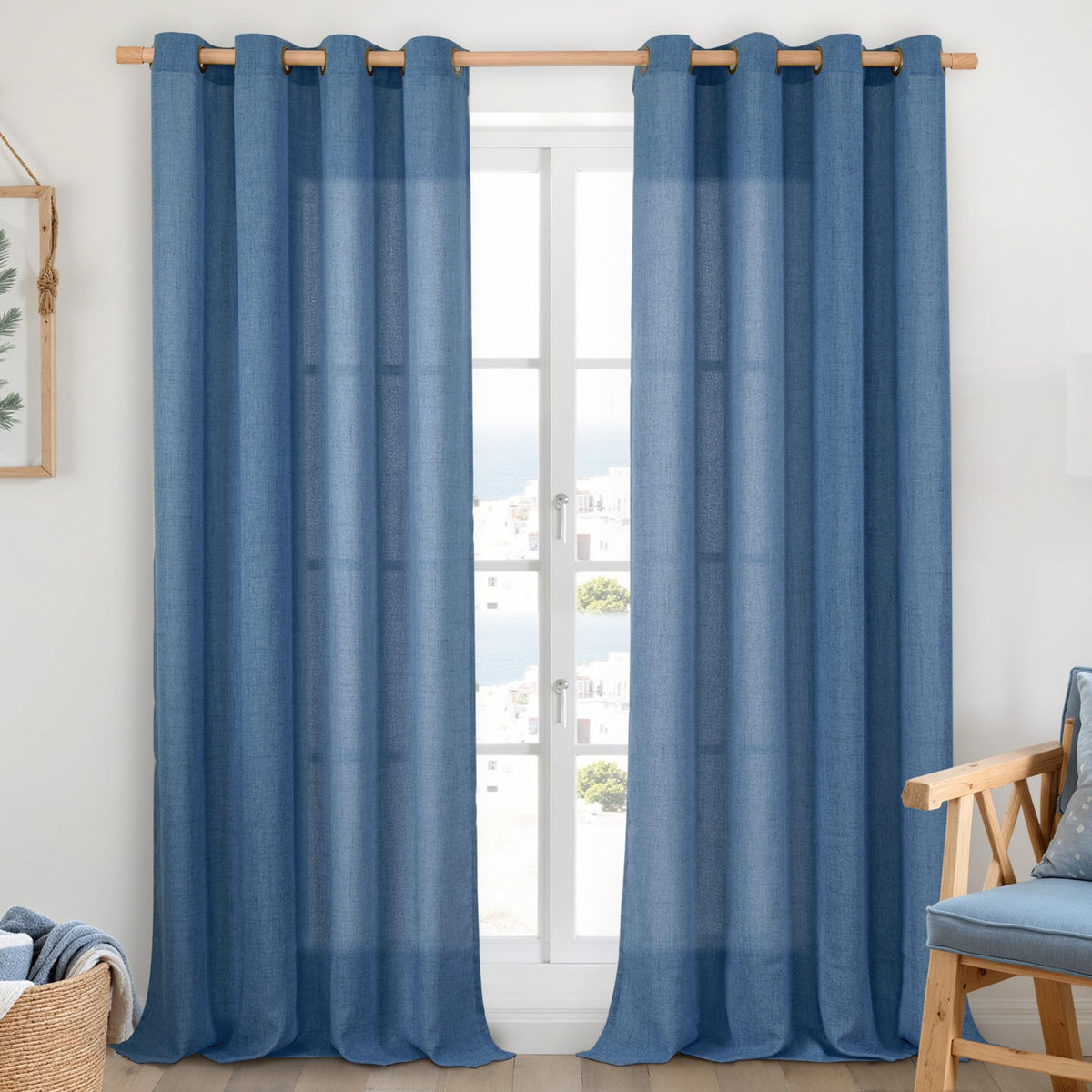 YoungsTex Linen Kitchen Window Curtains 40 Inch Length 2 Panels