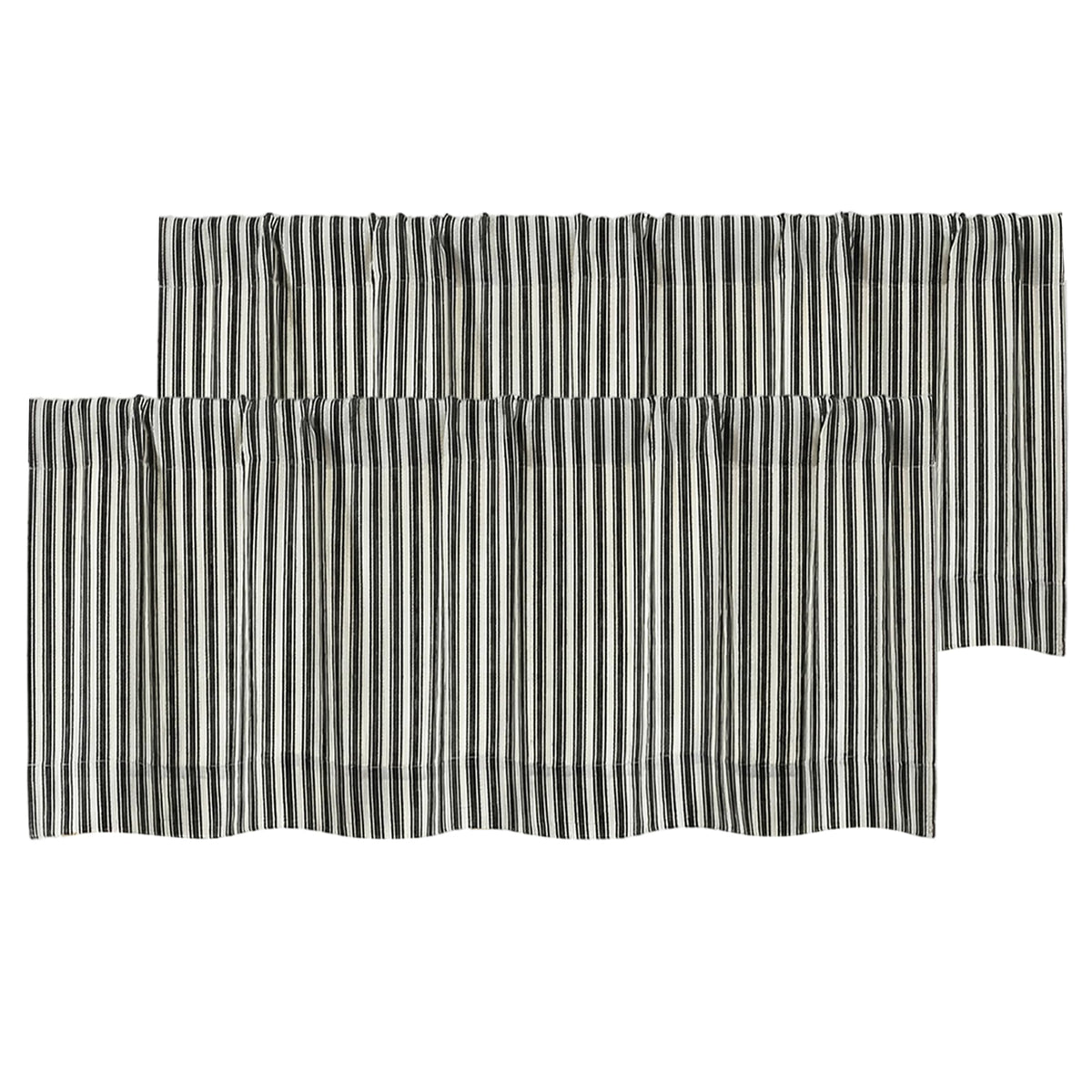 Chyhomenyc Striped Short Curtains 36 Inch Length - Light Filtering Faux Linen Living Room Tier Half Window Curtains, Farmhouse Modern Boho Curtain for Bathroom, 30Wx36L, 2 Pieces, Stone Blue