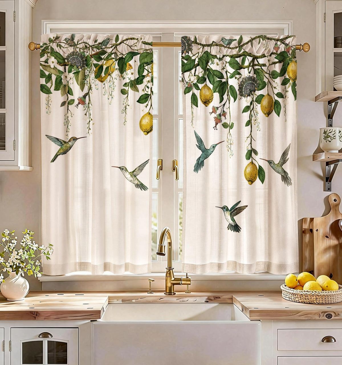Miss Adola 36 Inch Length Kitchen Tier Curtains, Vintage Floral