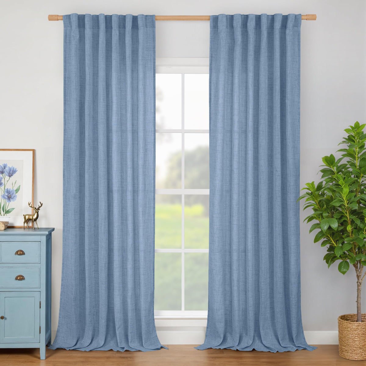 BGment White Linen Kitchen Curtains 40 Inch Length for Short Window