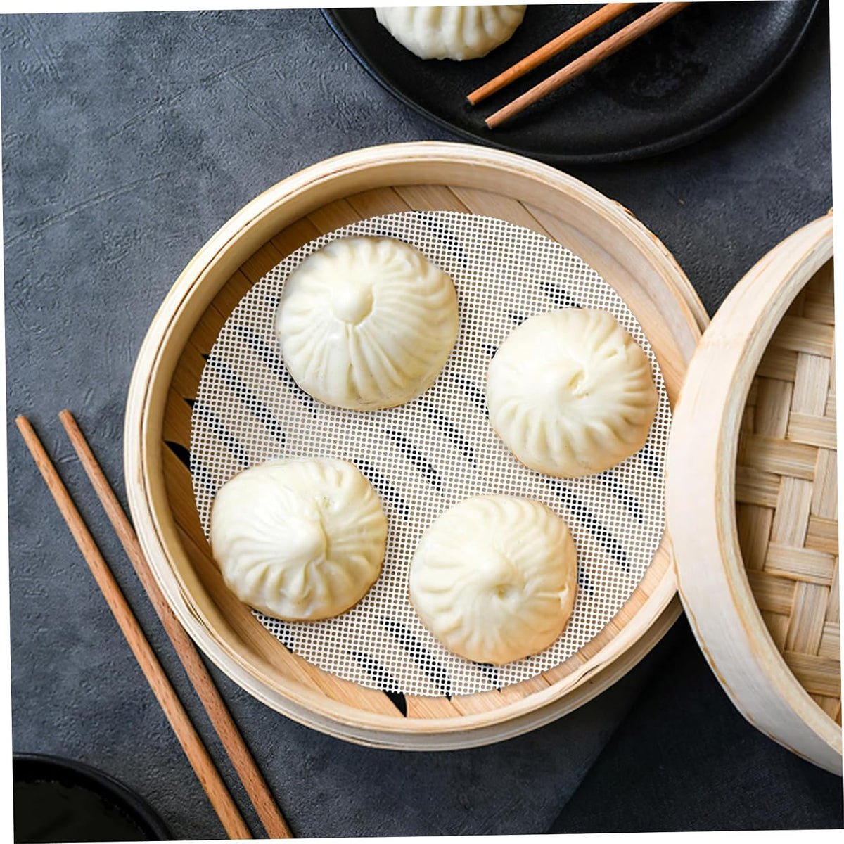 5 Pcs Reusable Round Silicone Steamer Pads Non Stick Dumplings Mat for Baking Diameter Silicone Mesh for Dim Sum and Steamed Buns Cooking Accessory