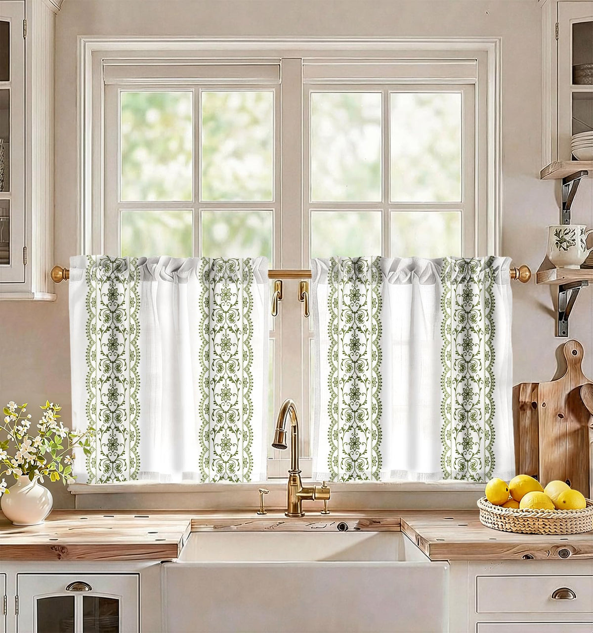 Miss Adola Boho Kitchen Tier Curtains, 36 Inch Length, Vintage Patchwork