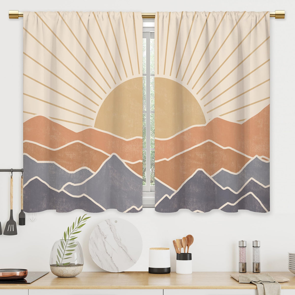 Farmhouse Rooster Kitchen Curtains Rustic Country Bathroom Curtains Window Treatment Drapes Tier Sunflower Vintage Cafe Small Bedroom Short French Door Curtains 2 Panels 27.5x39 Inch