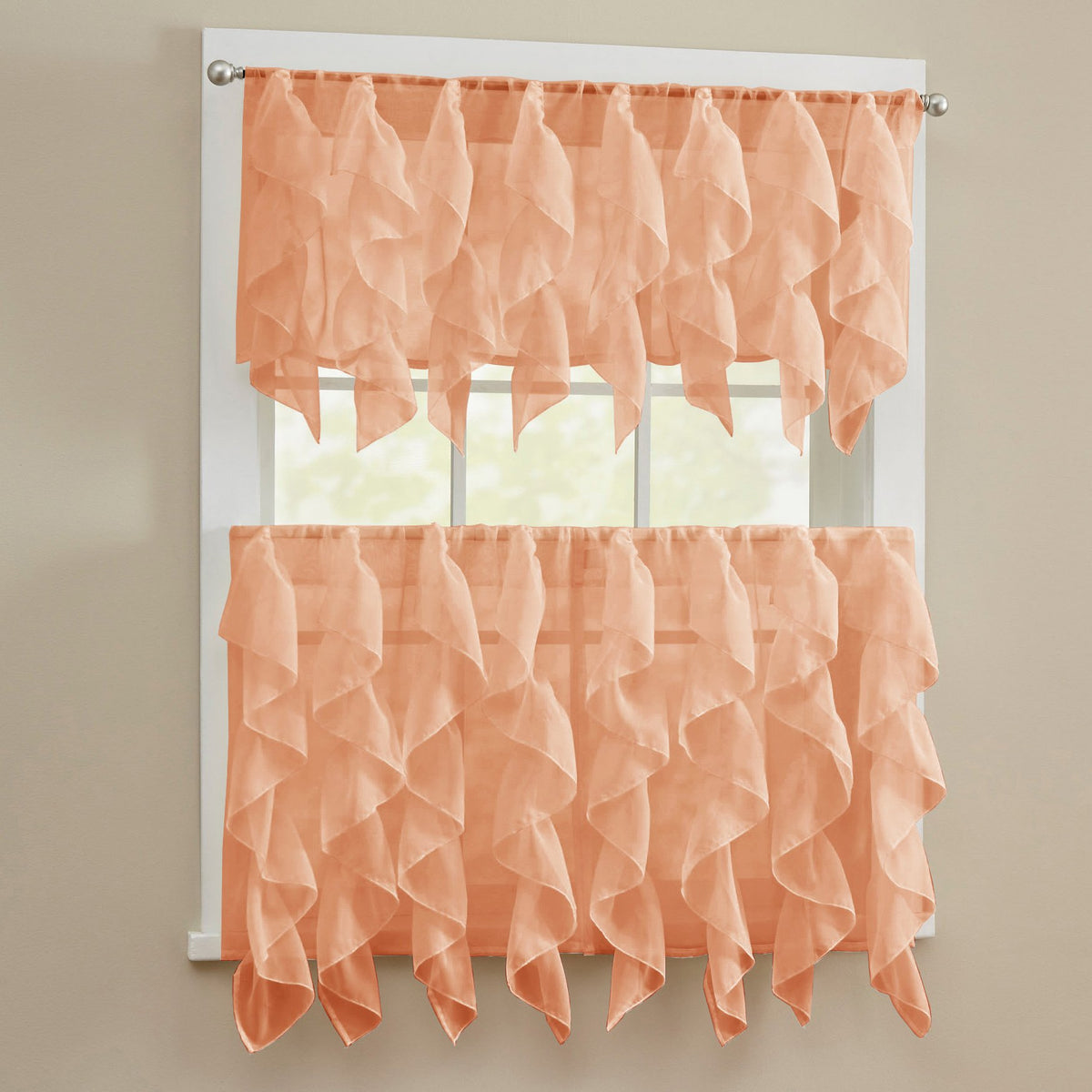 Sweet Home Collection Old World Style Floral Heavy Lace Kitchen Curtain Swag pair Hopewell Cream