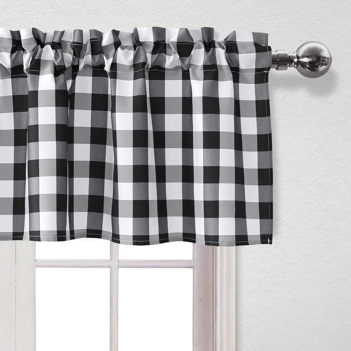 Hiasan 3 Piece Semi Sheer Curtains, Black and White