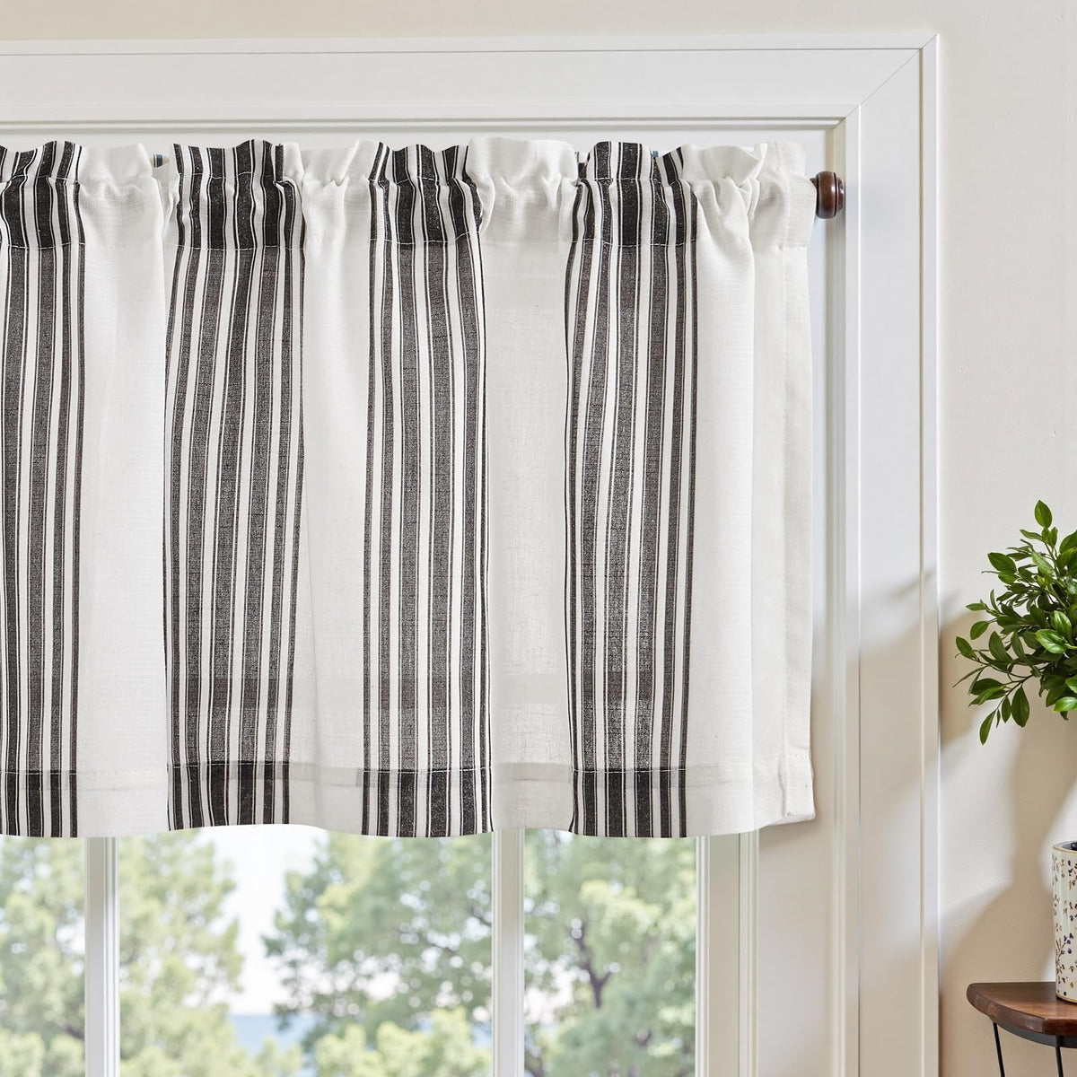 jinchan Linen Boxter Stripe Valances for Window 16 inch,Sage Green,1 Panel