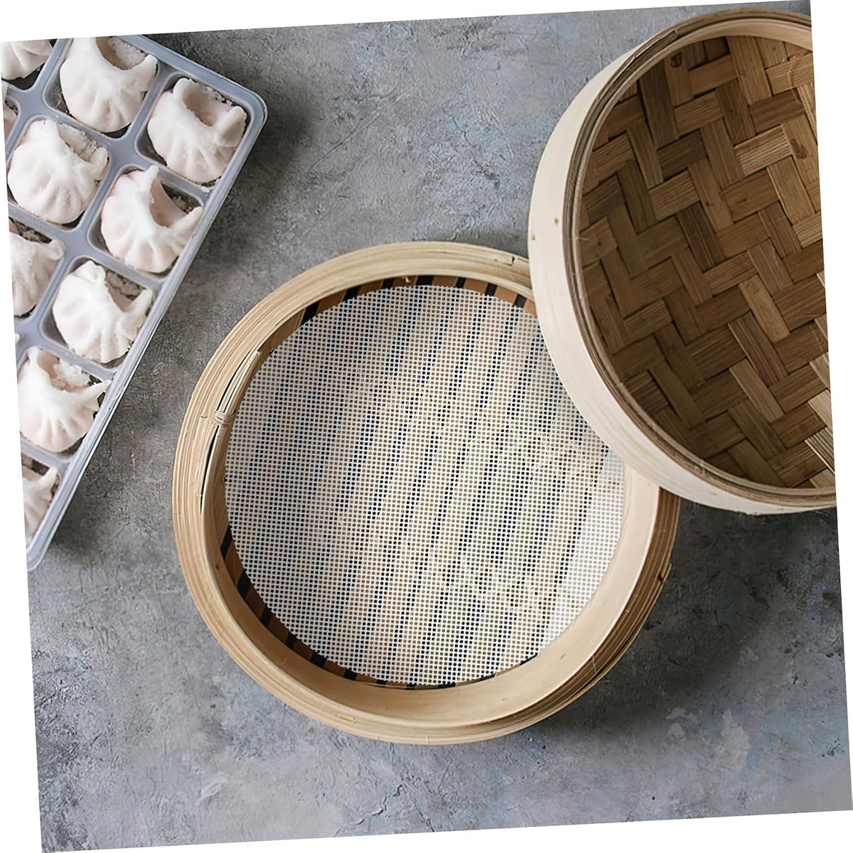 5 Pcs Reusable Round Silicone Steamer Pads Non Stick Dumplings Mat for Baking Diameter Silicone Mesh for Dim Sum and Steamed Buns Cooking Accessory