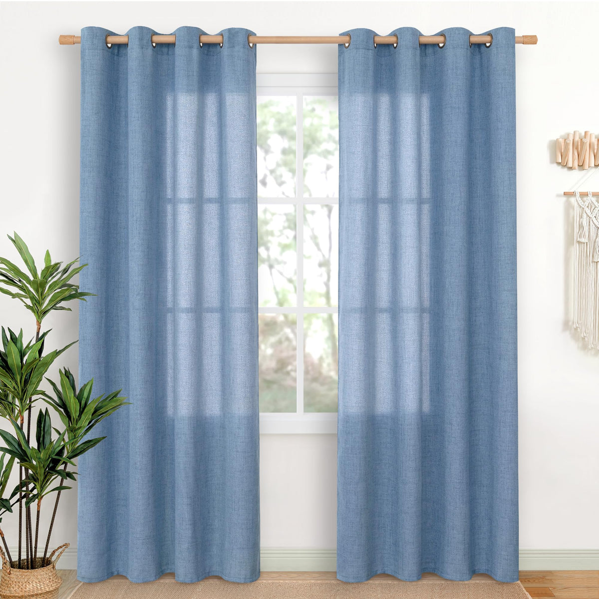 YoungsTex Linen Kitchen Window Curtains 40 Inch Length 2 Panels