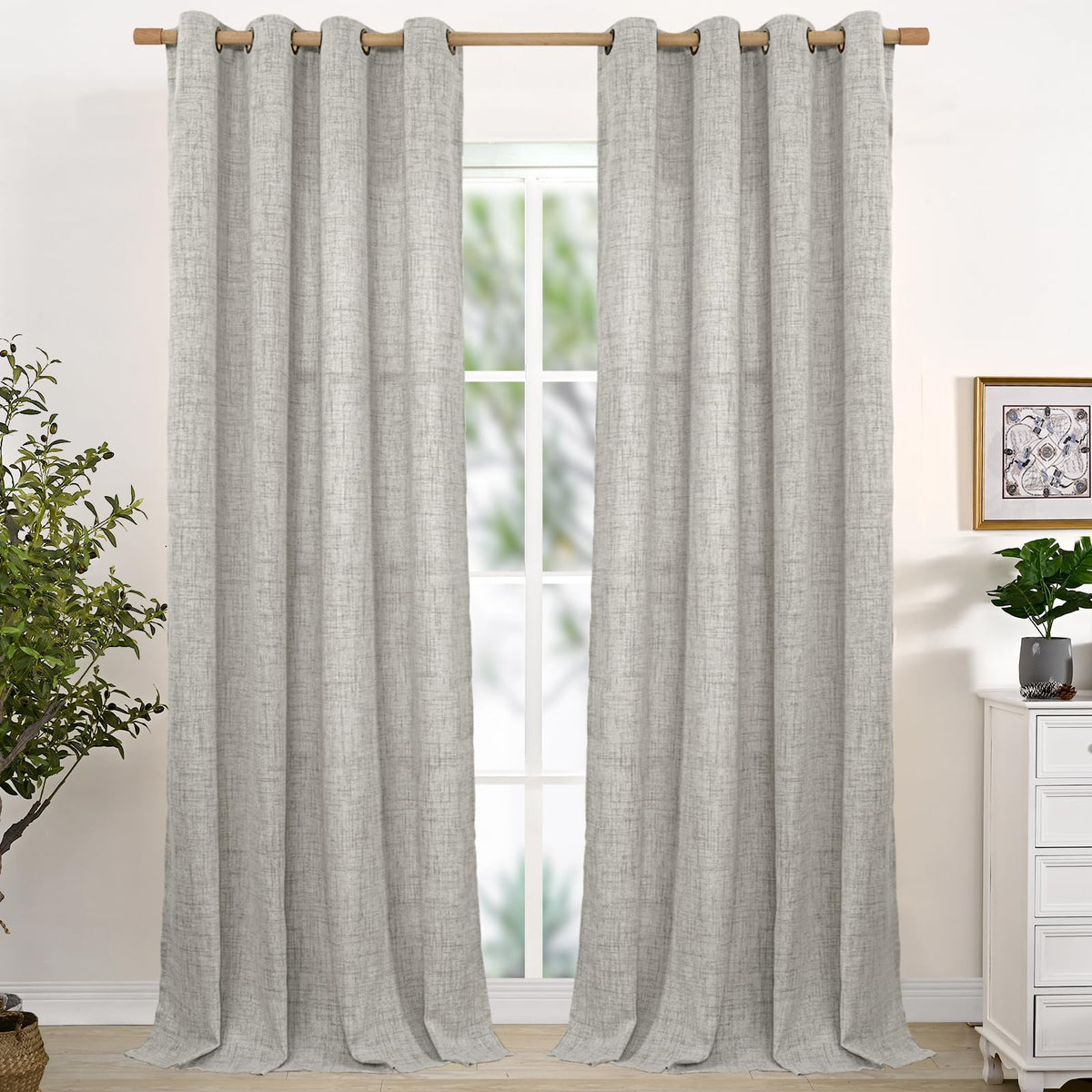 YoungsTex Linen Kitchen Window Curtains 40 Inch Length 2 Panels