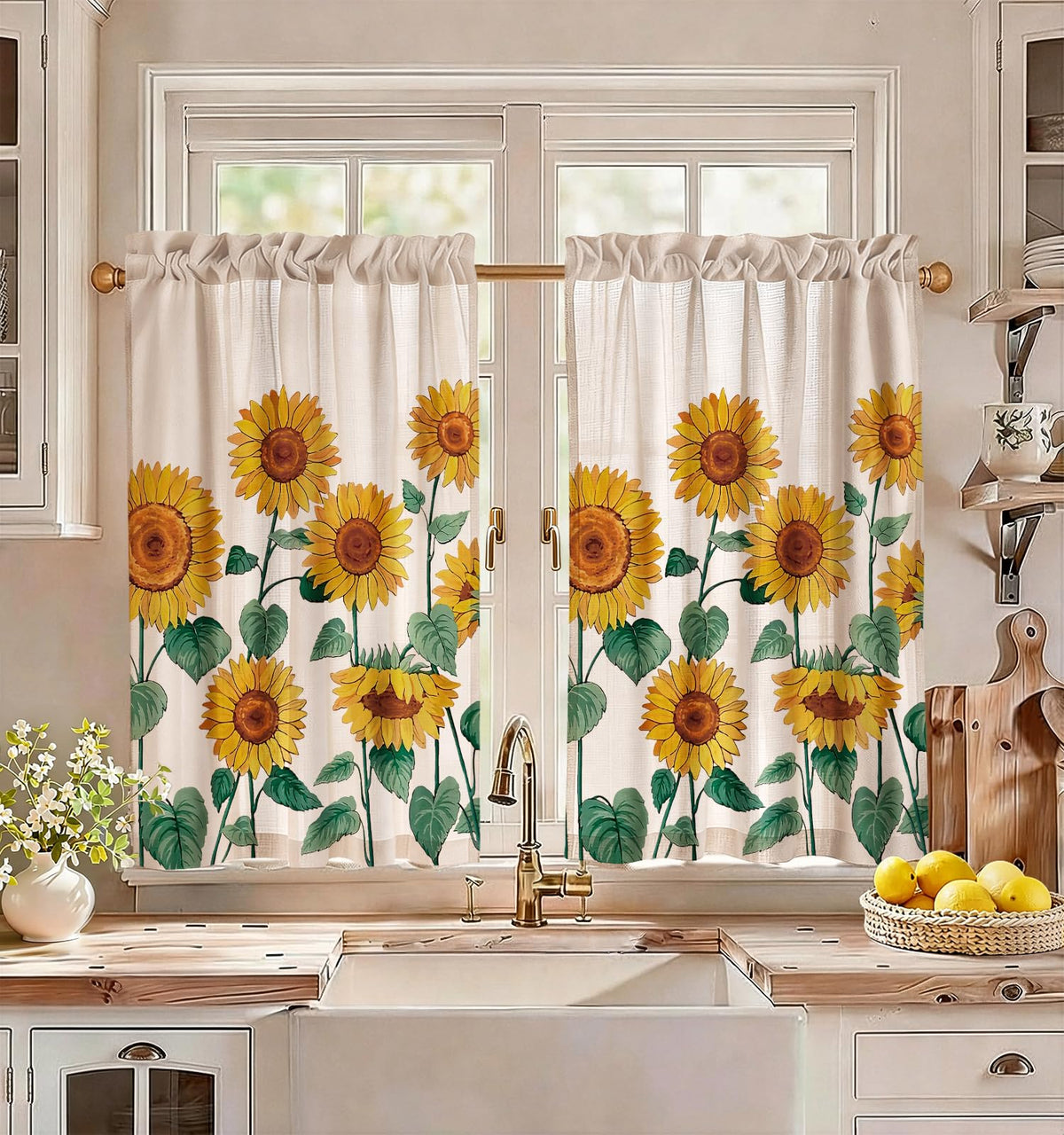 Miss Adola 36 Inch Length Kitchen Tier Curtains, Vintage Floral