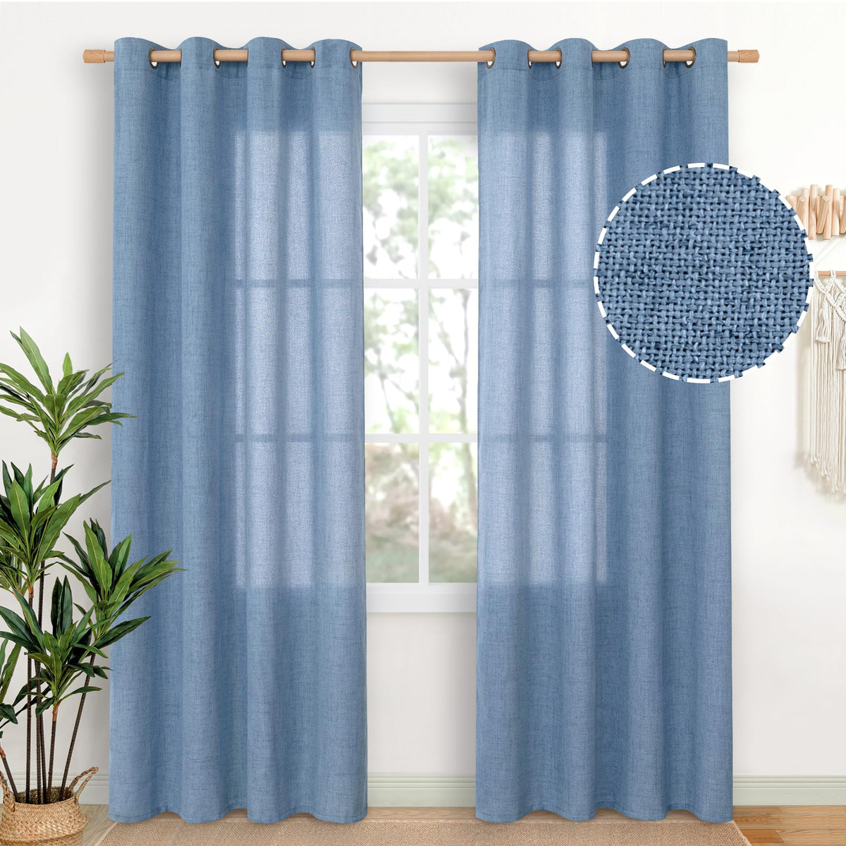 YoungsTex Linen Kitchen Window Curtains 40 Inch Length 2 Panels