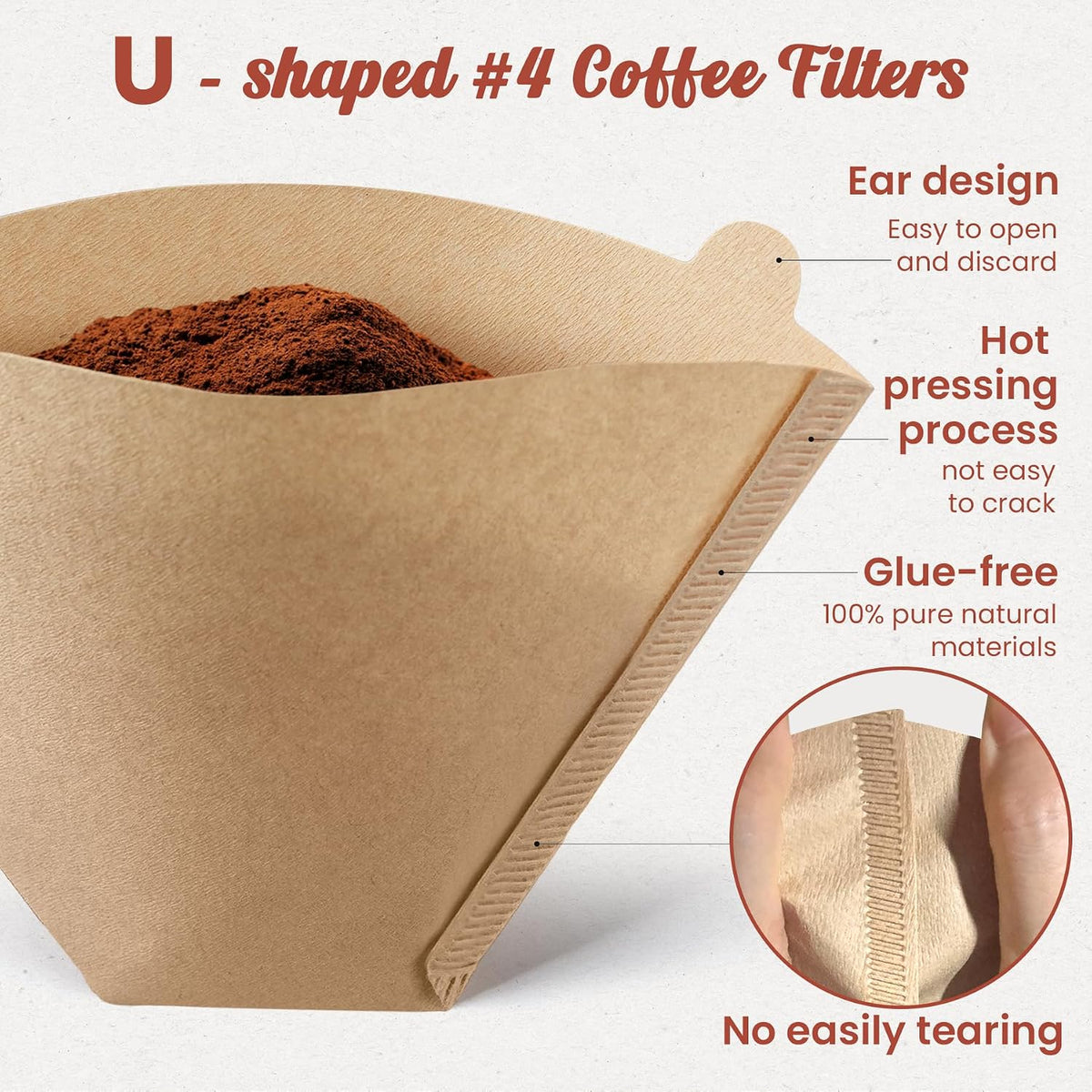 500 Count Coffee Filters #4, Unbleached Cone Coffee Filter 8-12 Cup
