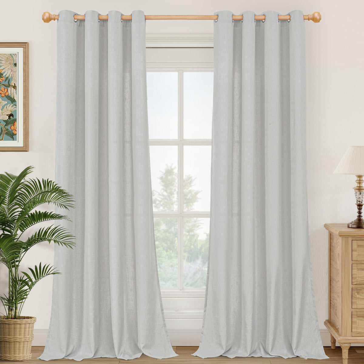 YoungsTex Linen Kitchen Window Curtains 40 Inch Length 2 Panels