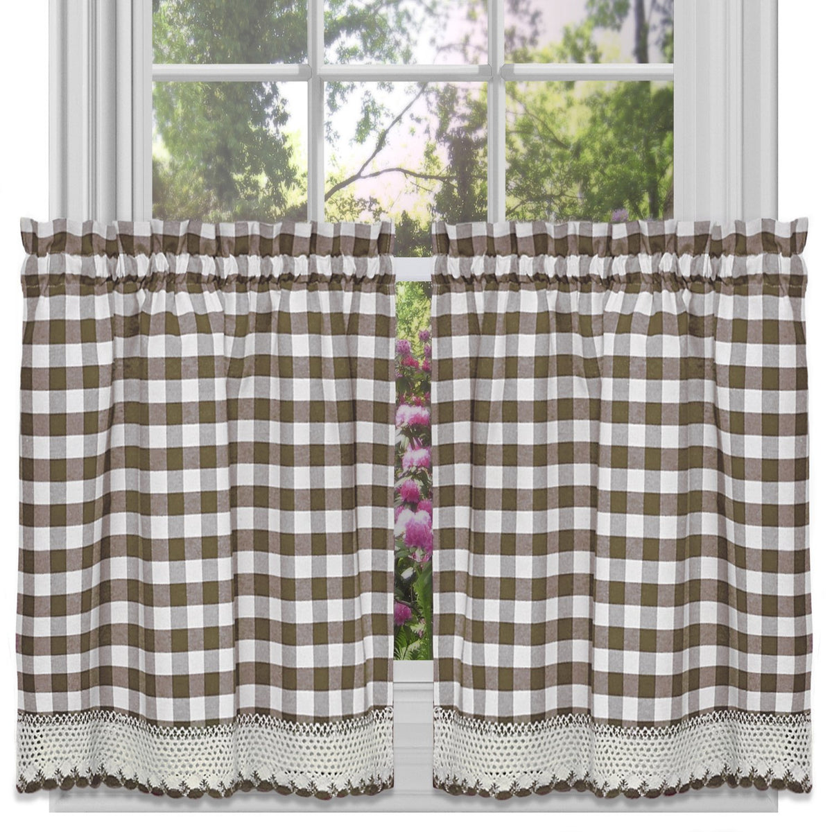 Sweet Home Collection Old World Style Floral Heavy Lace Kitchen Curtain Swag pair Hopewell Cream