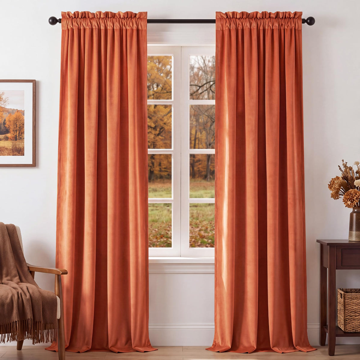 NICETOWN Black Out Velvet Curtains 63 inches Long for Kitchen
