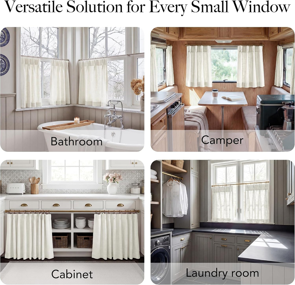 RYB HOME Pinch Pleated Kitchen Curtains Over Sink 36 Inches for Bathroom