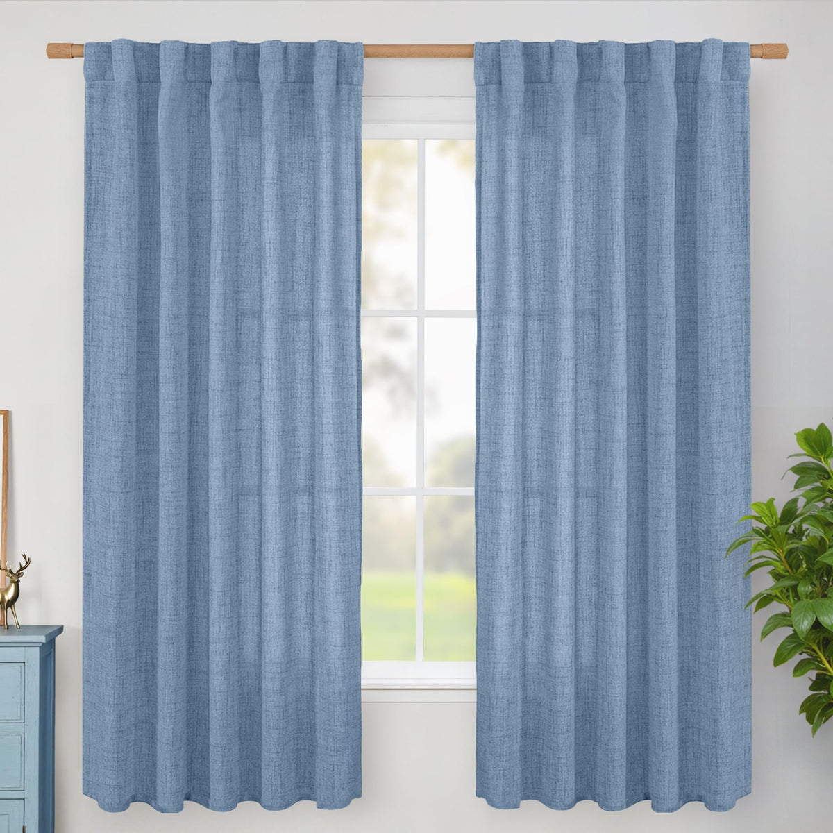 BGment White Linen Kitchen Curtains 40 Inch Length for Short Window