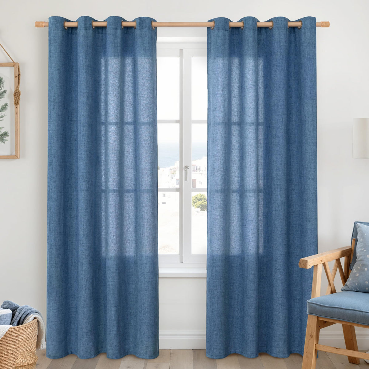 YoungsTex Linen Kitchen Window Curtains 40 Inch Length 2 Panels