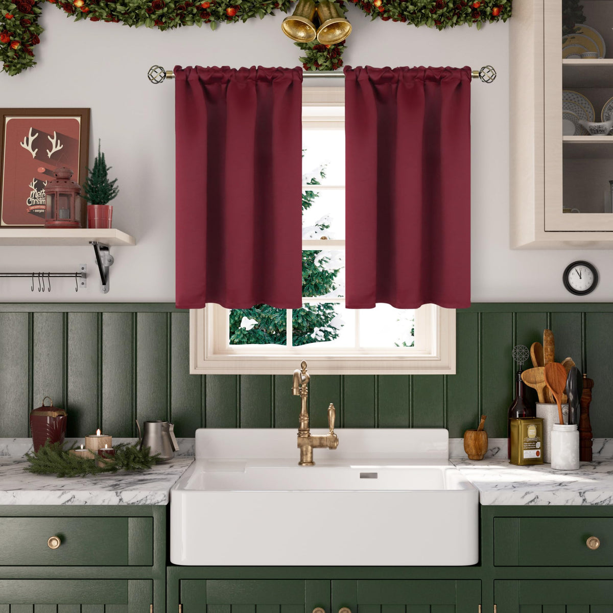BGment Black Blackout Curtains 40 Inches Long for Kitchen Window 2 Panels
