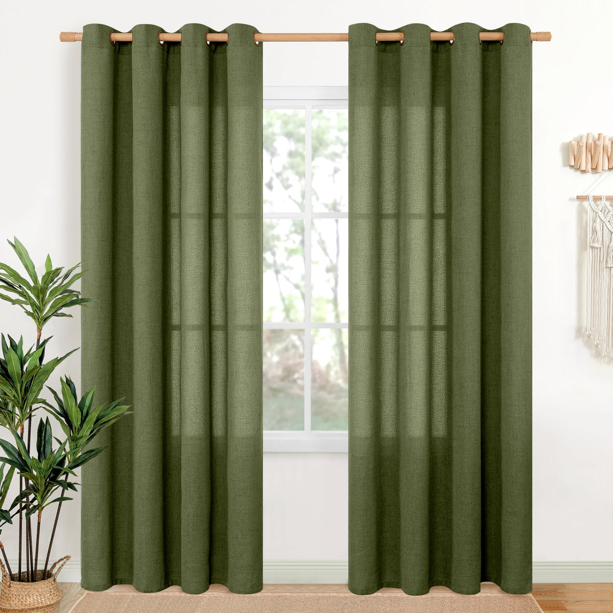 YoungsTex Linen Kitchen Window Curtains 40 Inch Length 2 Panels