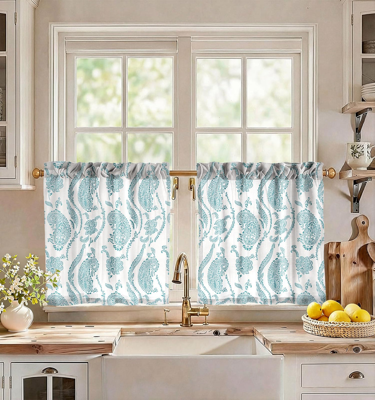 Miss Adola 36 Inch Length Kitchen Tier Curtains, Vintage Floral