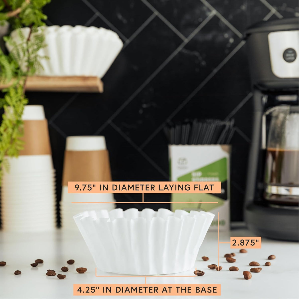 Large 12 Cup Commercial Coffee Filters, 9.75" x 4.25", 500 Count