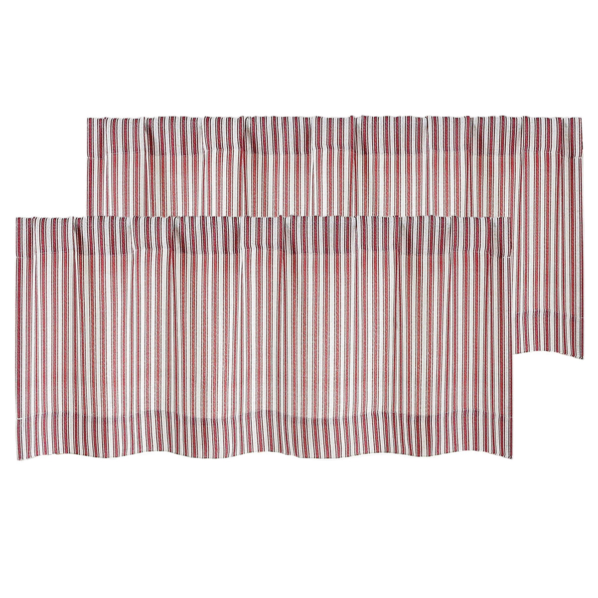 Chyhomenyc Striped Short Curtains 36 Inch Length - Light Filtering Faux Linen Living Room Tier Half Window Curtains, Farmhouse Modern Boho Curtain for Bathroom, 30Wx36L, 2 Pieces, Stone Blue