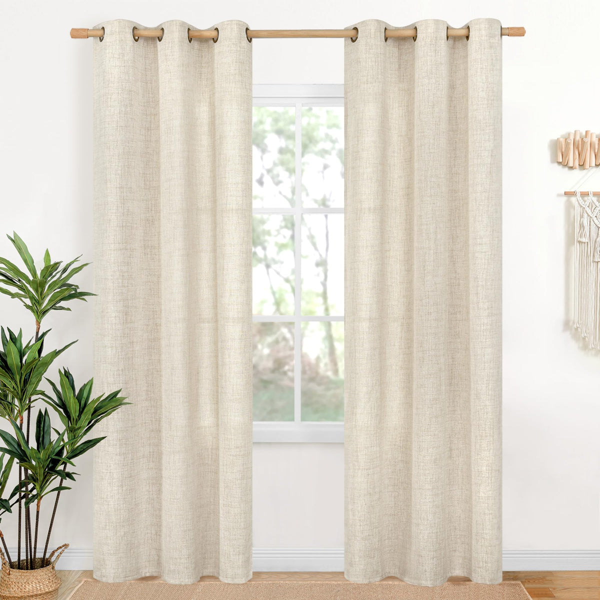 YoungsTex Linen Kitchen Window Curtains 40 Inch Length 2 Panels